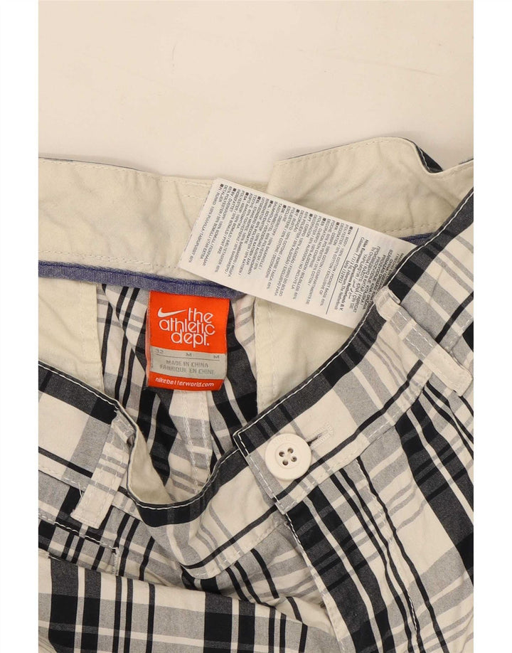 Nike Herre Chino Shorts Medium W32 Blå Plaid Bomuld