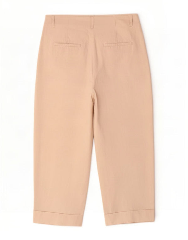 Zara Kvinder Højtaljet Pegged Cropped Trousers Large W30 L24 Beige Linen