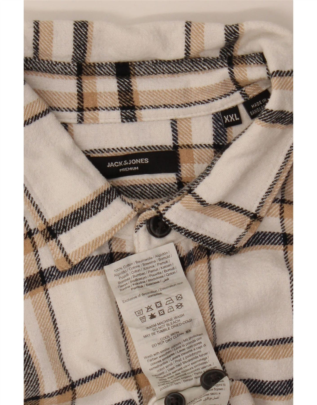 Jack & Jones herre flannelskjorte 2XL hvid ternet bomuld