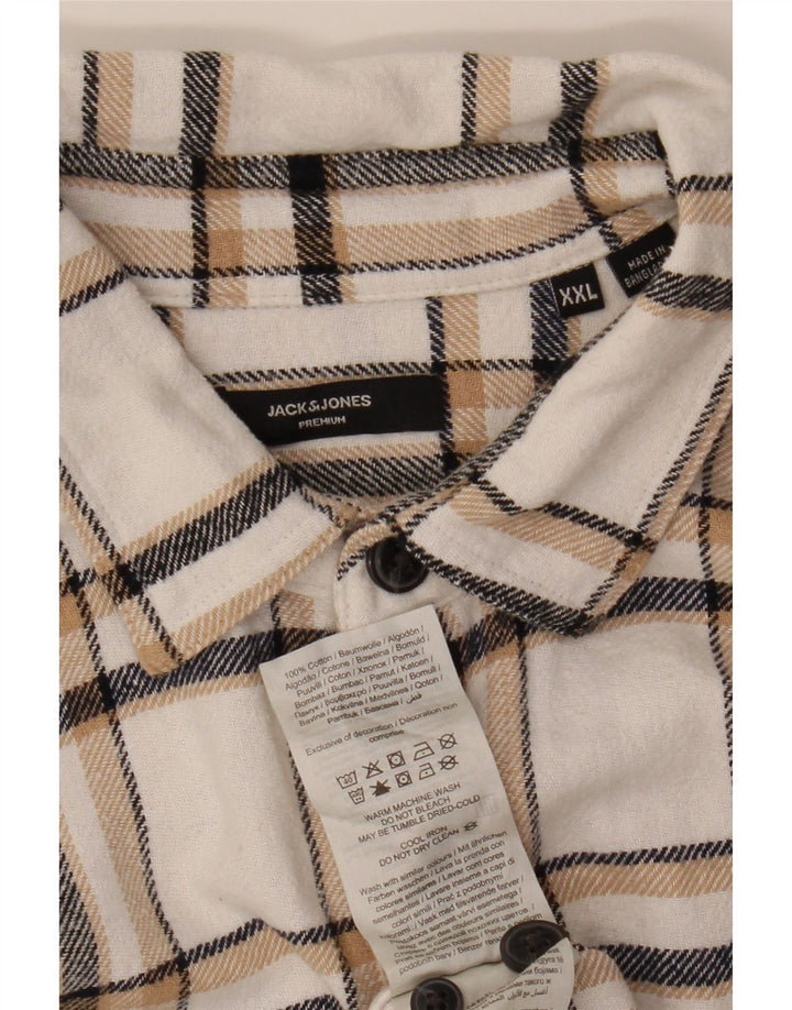 Jack & Jones herre flannelskjorte 2XL hvid ternet bomuld