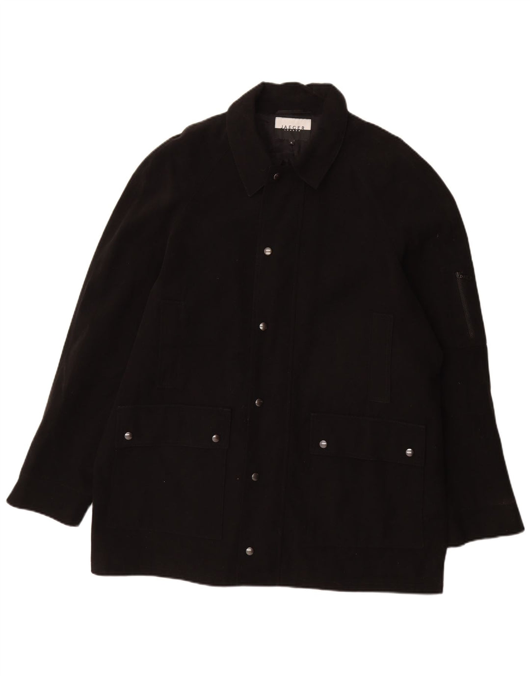 Jaeger Herre Overfrakke UK 42 XL Sort Bomuld