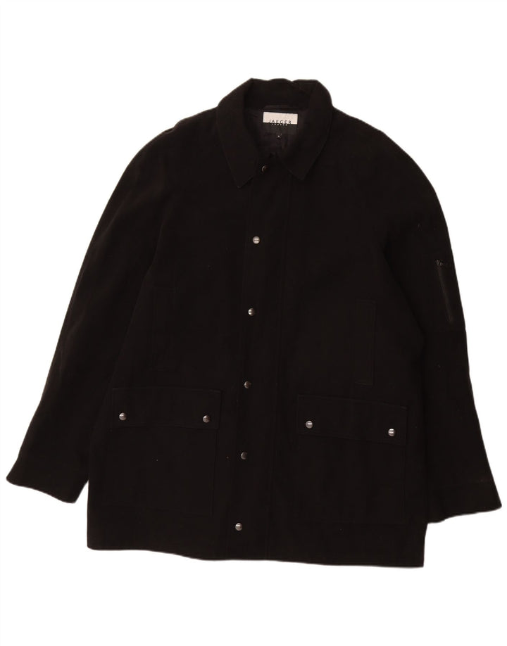 Jaeger Herre Overfrakke UK 42 XL Sort Bomuld