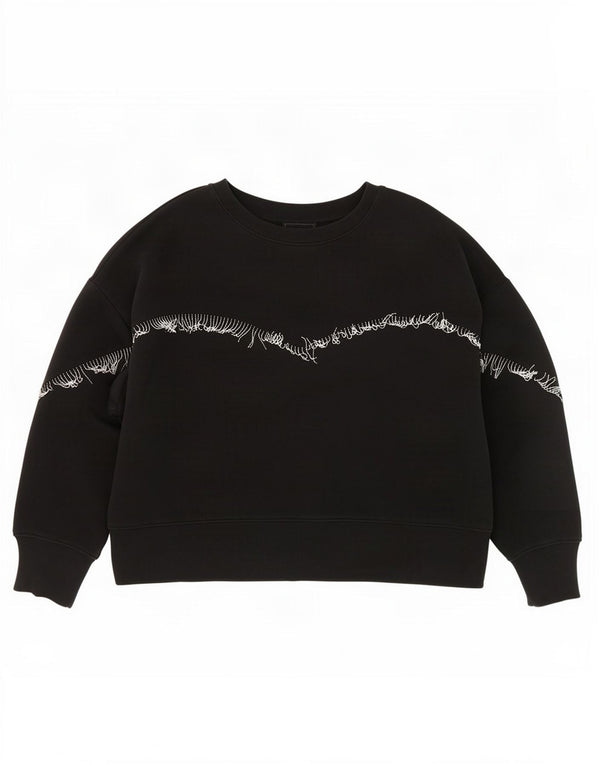 All Saints Womens Crop Oversized Sweatshirt Jumper UK 6 XS Sort Bomuld