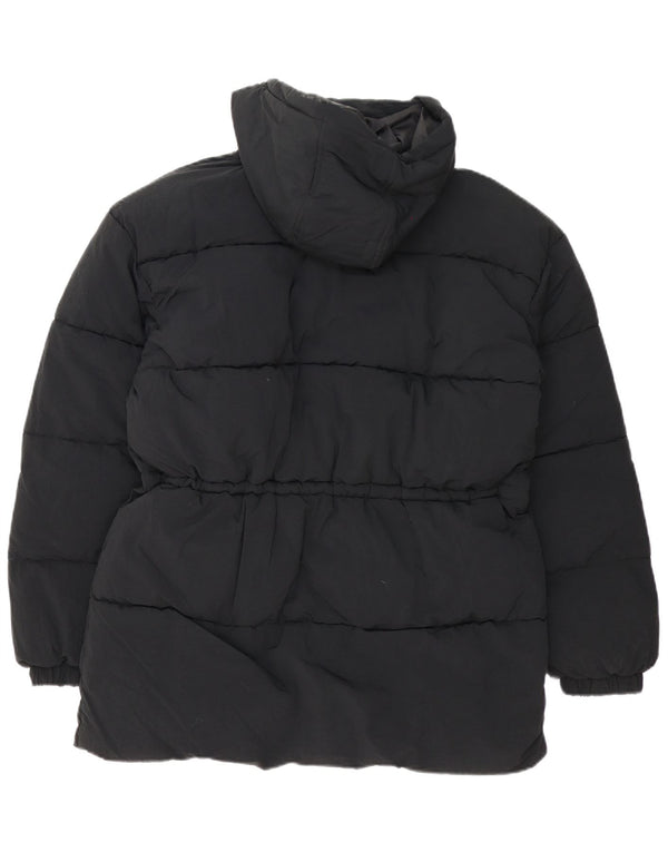 Topshop Dame Hætte Oversized Polstret Jakke UK 8 Small Black Polyester