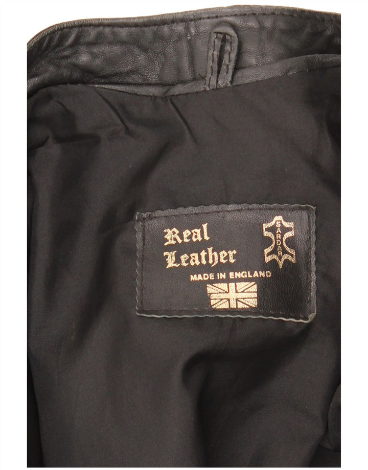 Vintage læderjakke til kvinder UK 20 2XL sort læder