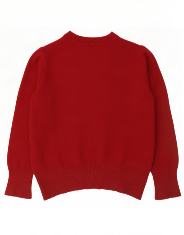 Massimo Dutti Dame Crew Neck Jumper Sweater UK 16 Large Burgundy Wool
