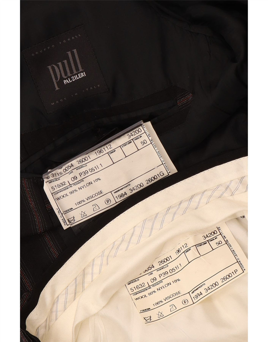 PAL ZILERI Herre 3-knap 2-delt jakkesæt IT 50 Large W34 L33 Sort Stribet