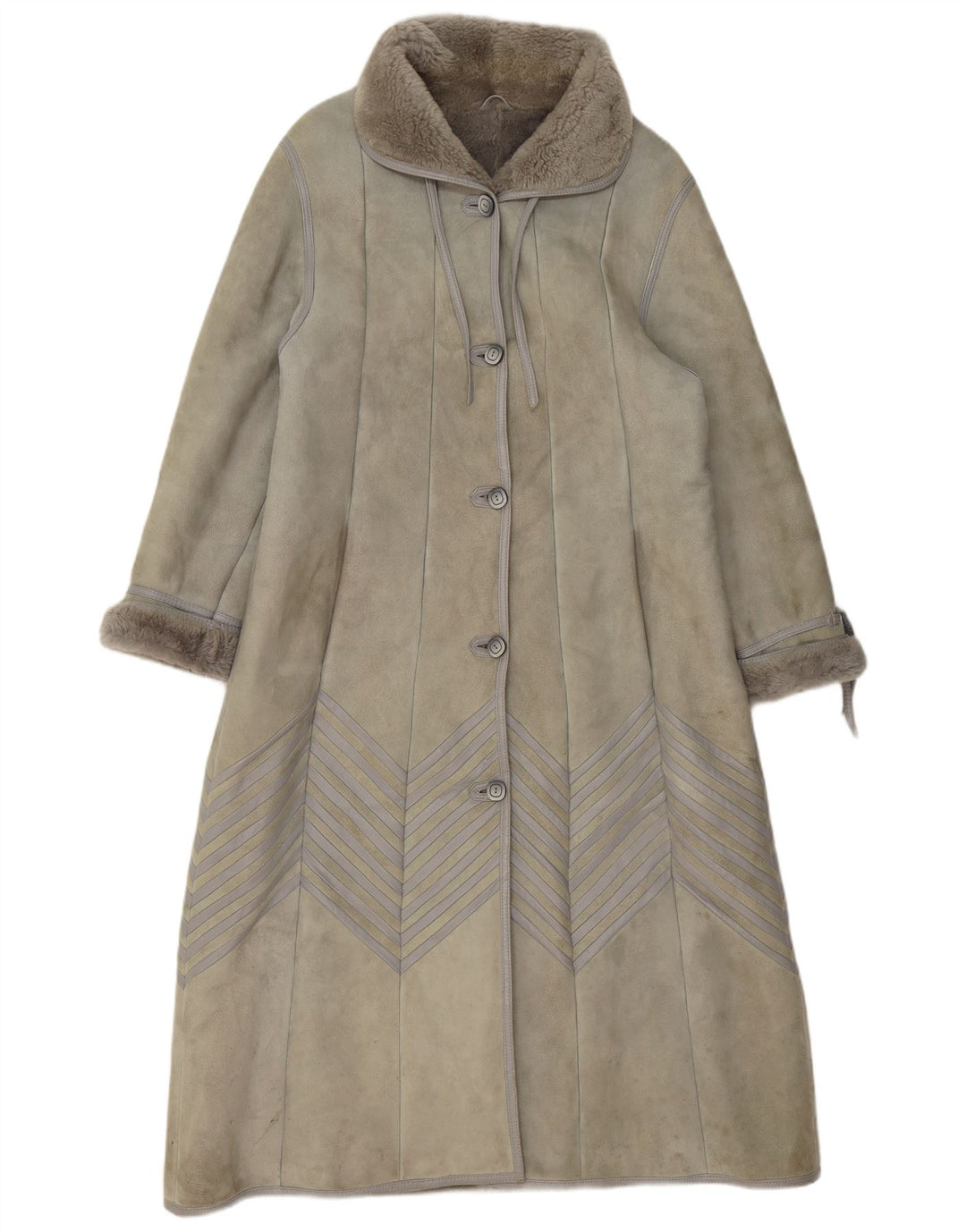 Vintage dame shearling frakke EU 40 mellemgrå lammeskind