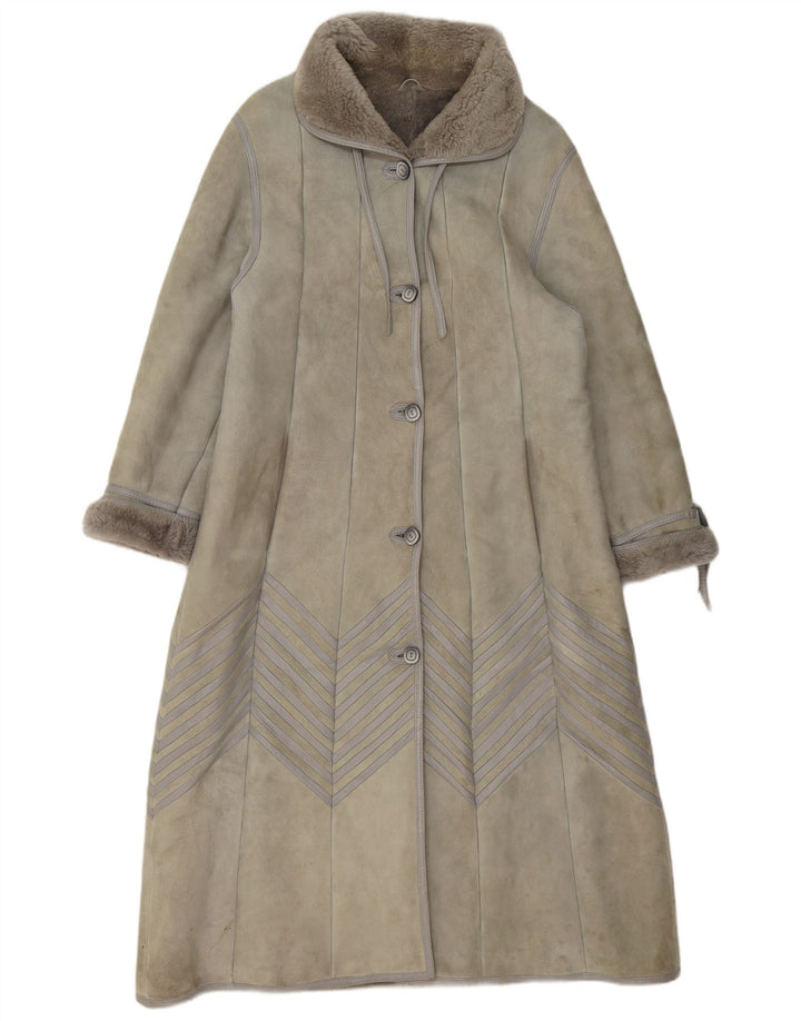 Vintage dame shearling frakke EU 40 mellemgrå lammeskind