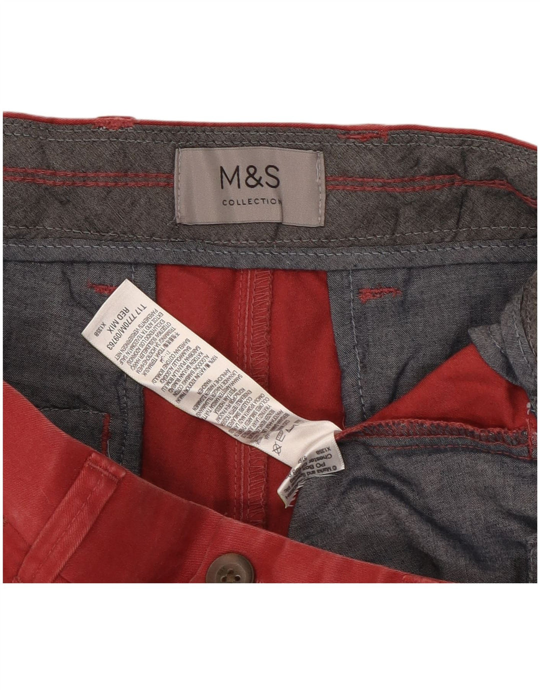 Marks & Spencer Chino Shorts til mænd W30 Medium Bourgogne bomuld
