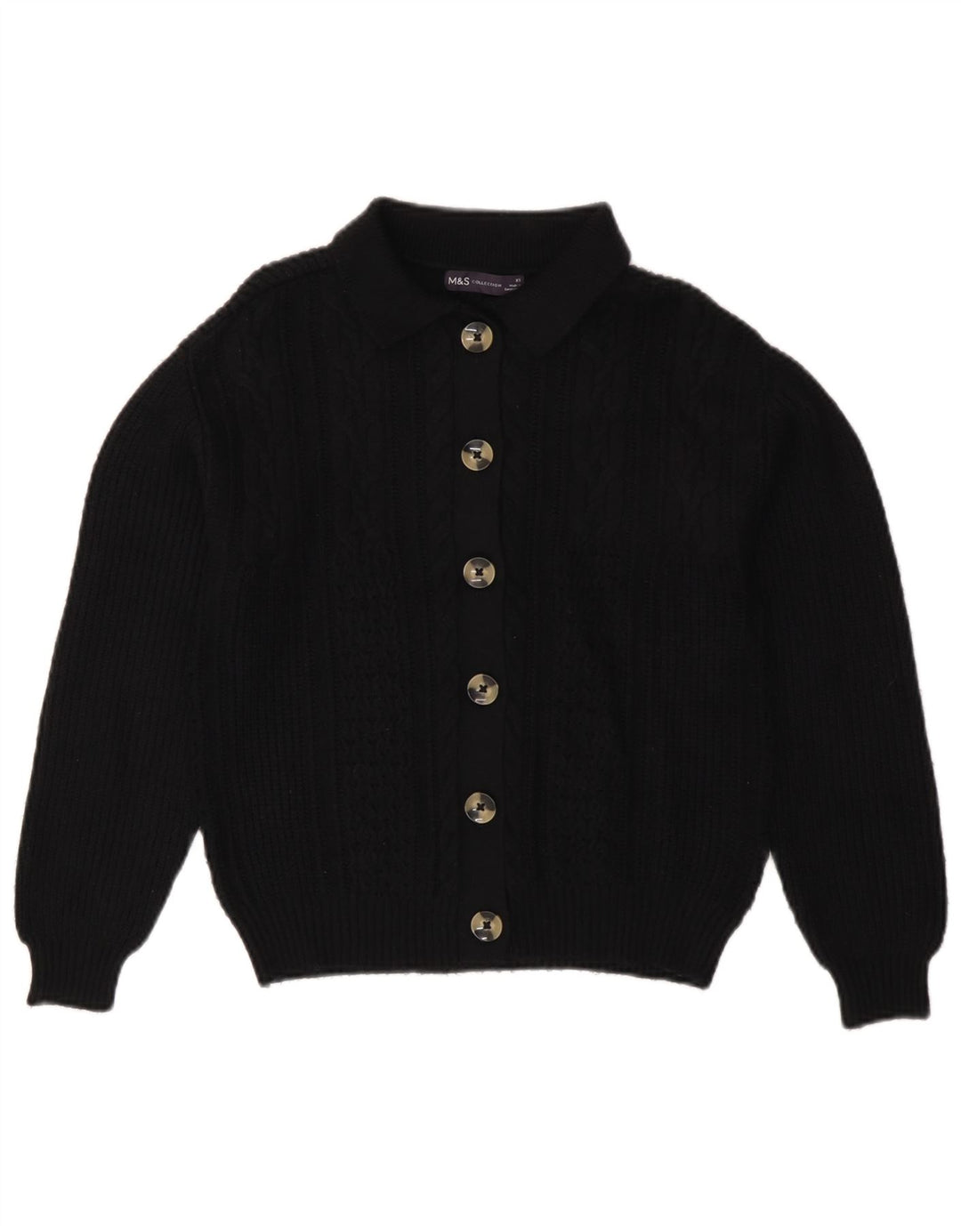 Marks & Spencer dame cardigan sweater UK 6 XS Sort viskose