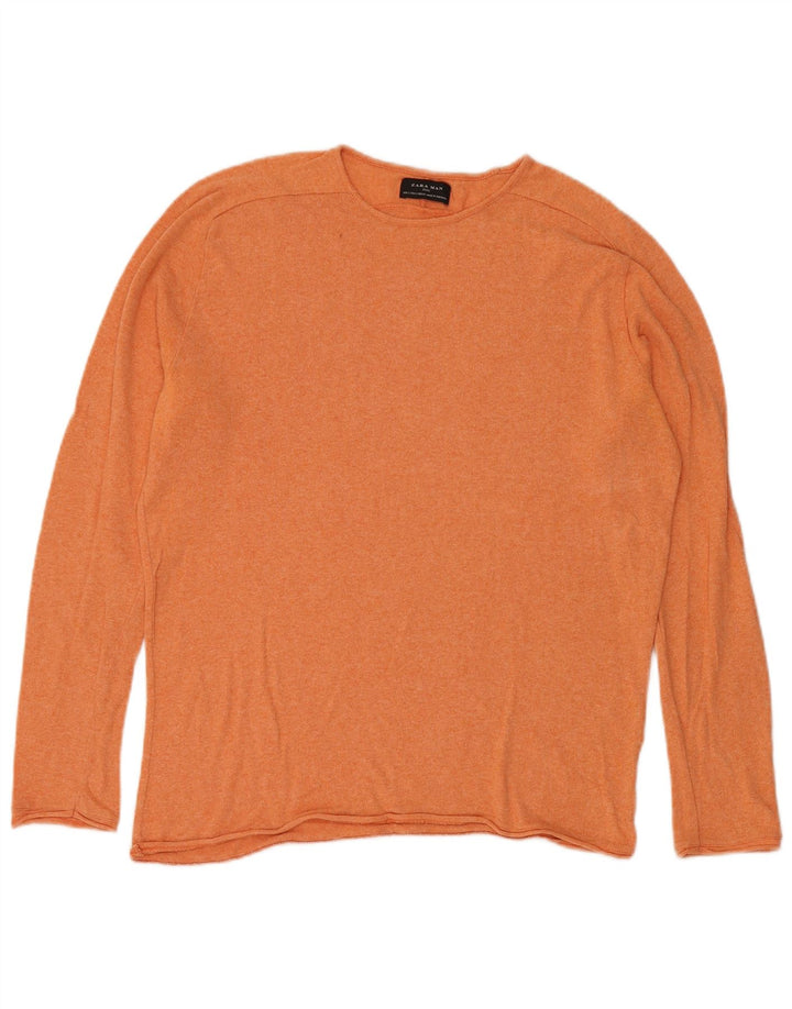 Zara Herre Jumper Sweater med rund hals Stor Orange