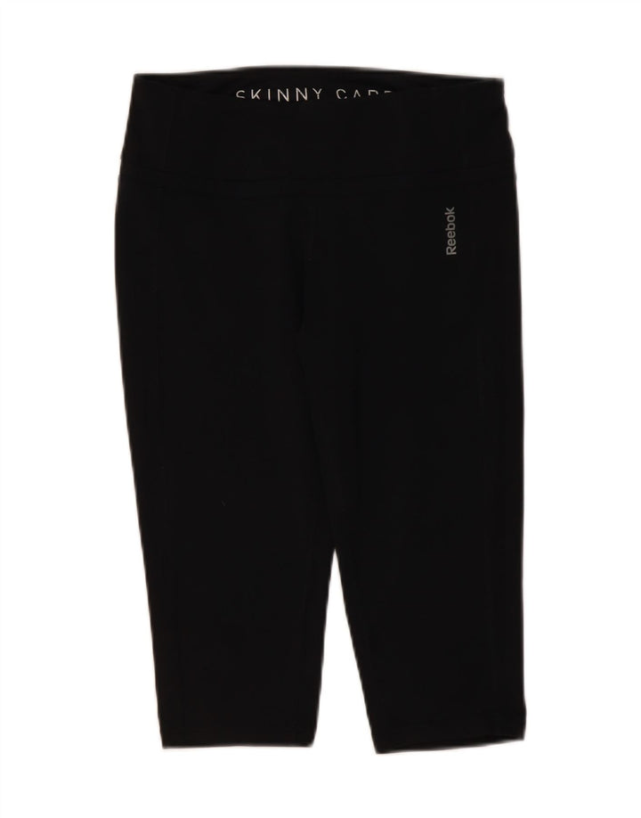 REEBOK Womens Capri Leggings UK 14 Medium  Black Polyester Vintage Reebok and Second-Hand Reebok from Messina Hembry 