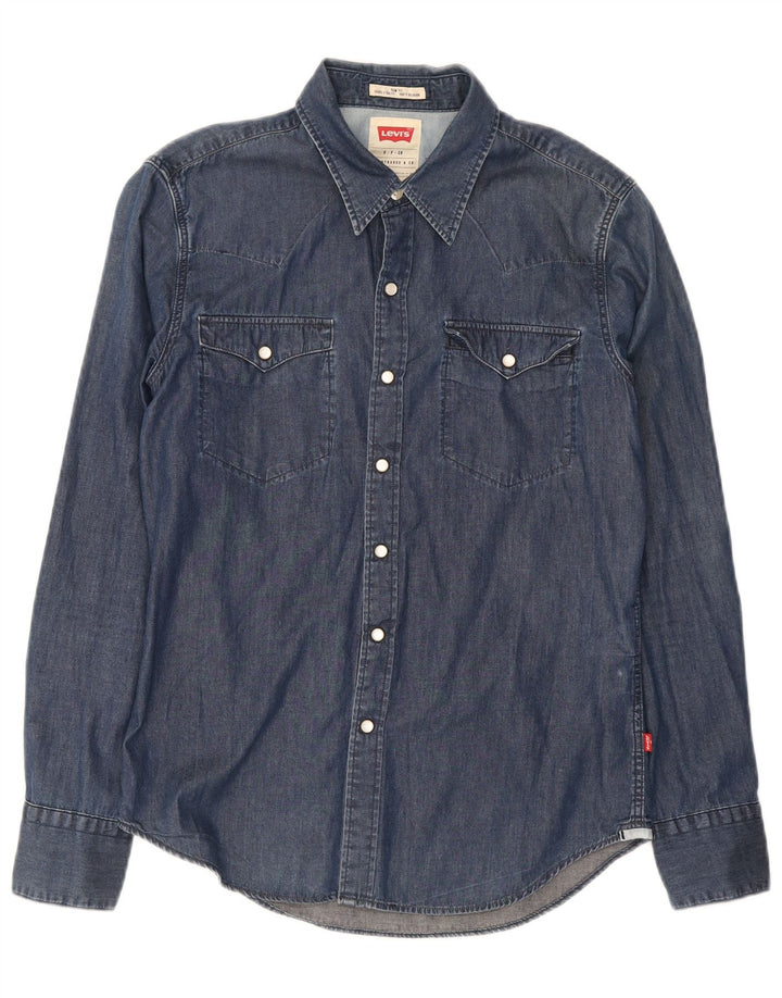 Levi's Slim Fit denimskjorte til mænd, lille marineblå bomuld
