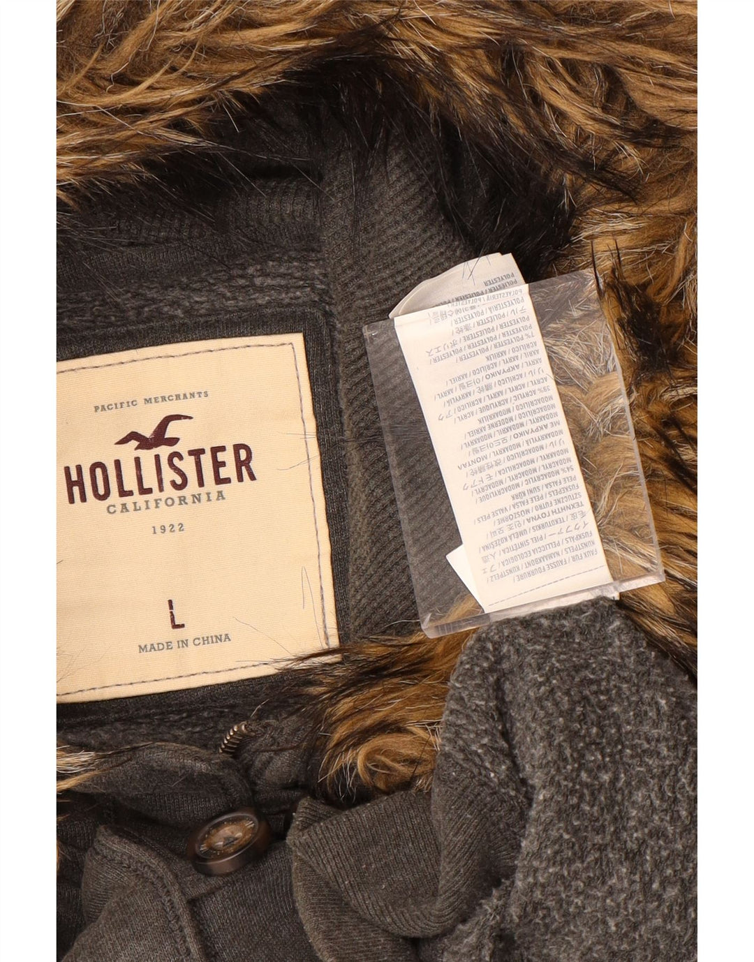 HOLLISTER hættetrøje til kvinder med lynlås UK 16 Large Grå Akryl