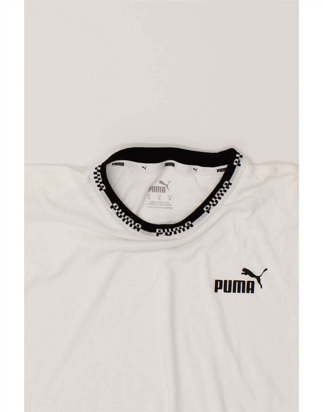 PUMA Womens Crop T-Shirt Top UK 14 Medium White Cotton Vintage Puma and Second-Hand Puma from Messina Hembry 