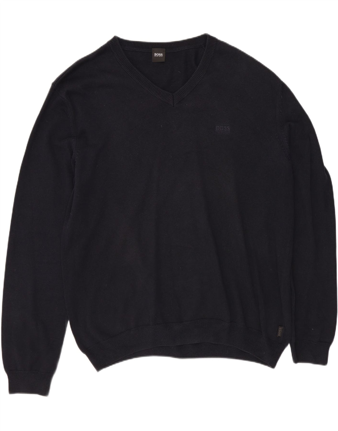 HUGO BOSS Herre V-hals sweater XL Marineblå Bomuld