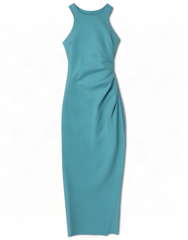 Misha Dame Ærmeløs Maxi Bodycon Kjole UK 6 XS Blå Polyester