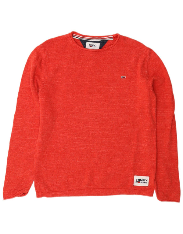 Tommy Hilfiger Dame Oversized Boat Neck Jumper Sweater UK 6 XS Rød Bomuld