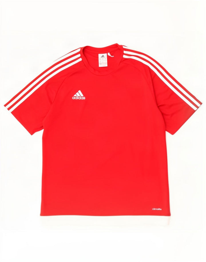 Adidas Herre Climalite T-Shirt Top Medium Rød Colourblock Polyester