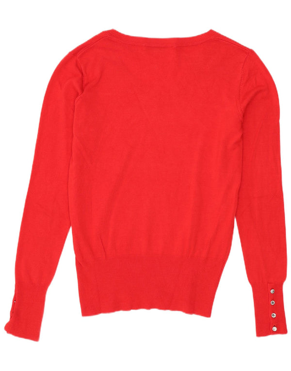 Guess Dame V-hals sweater UK 4 XS rød viskose