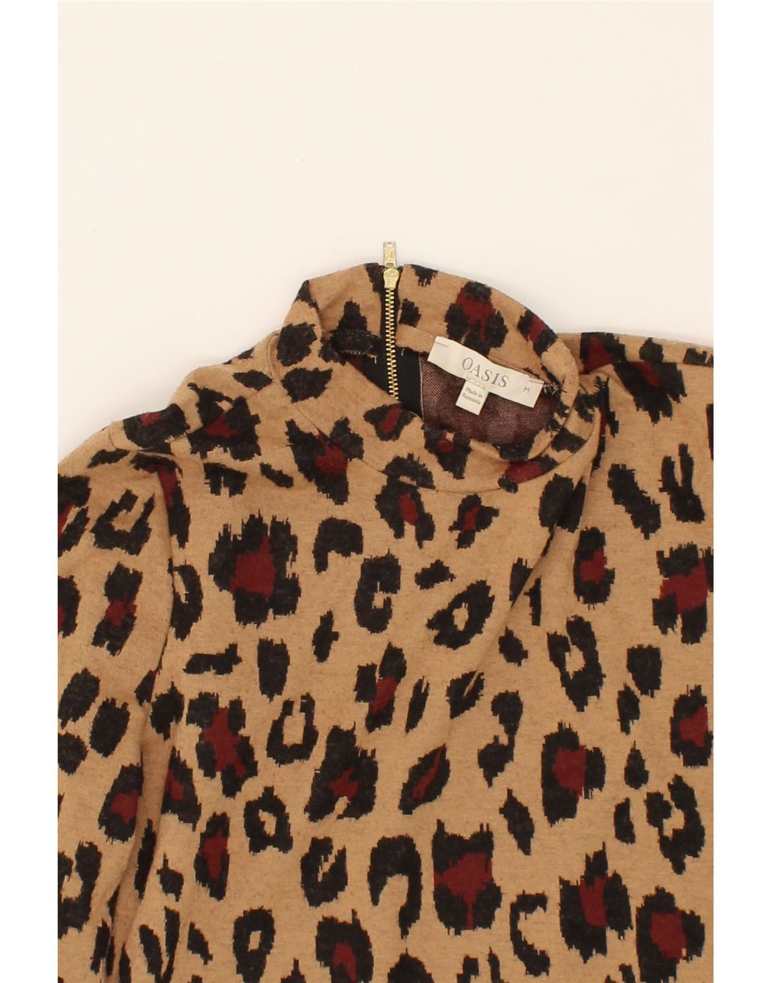 OASIS Womens Long Sleeve Blouse Top UK 14 Medium Brown Animal Print Vintage Oasis and Second-Hand Oasis from Messina Hembry 