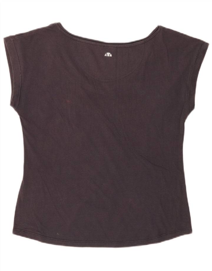 ELLESSE Grafisk T-shirt top til kvinder UK 14 Stor marineblå bomuld