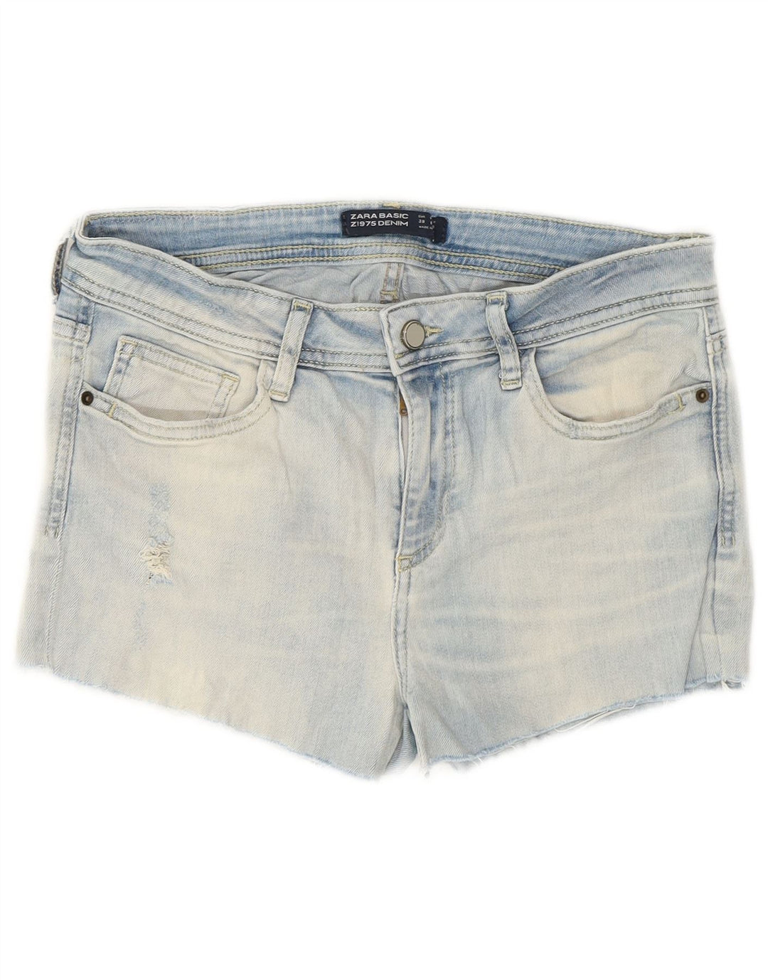 Zara Womens Distressed Denim Shorts EU 38 Small W28 Blue