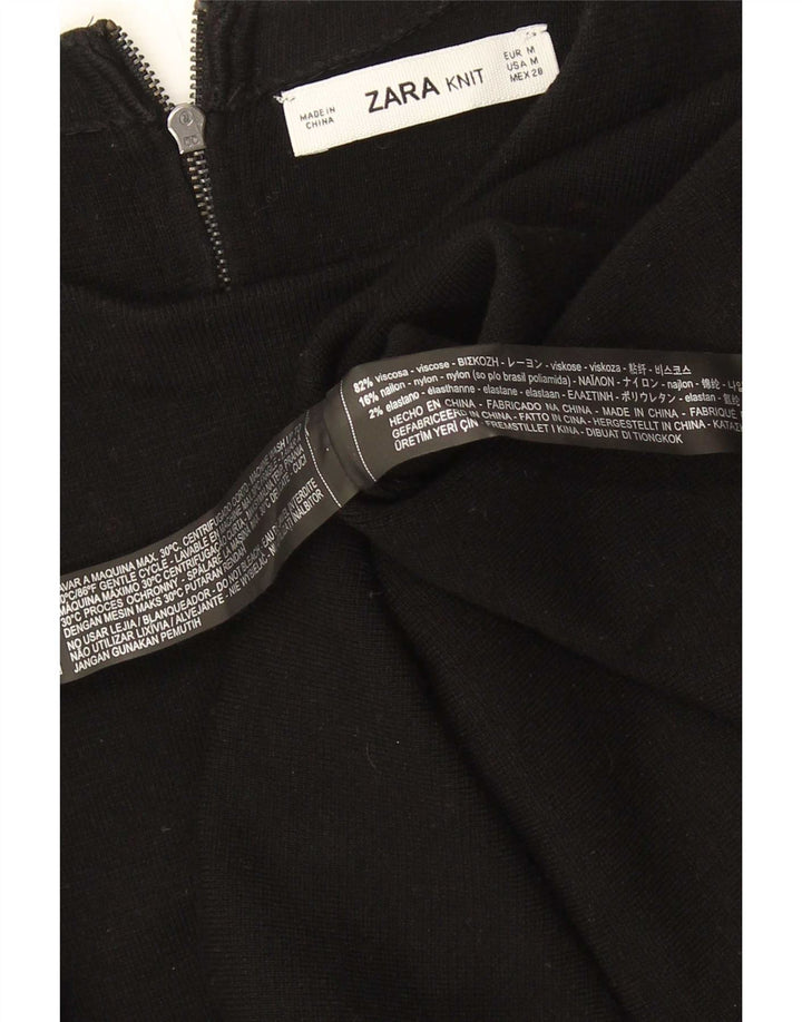Zara Dame Langærmet Shift Dress UK 14 Medium Black Viscose