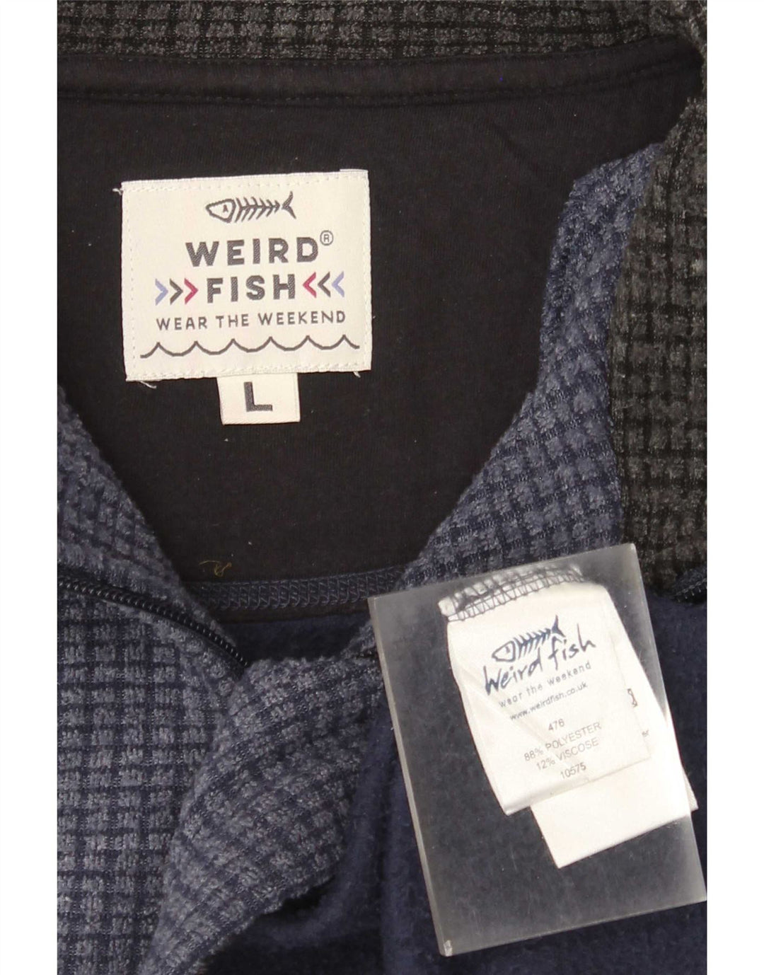 Weird Fish Herre Zip Neck Fleece Jumper Large Navy Blue Polyester
