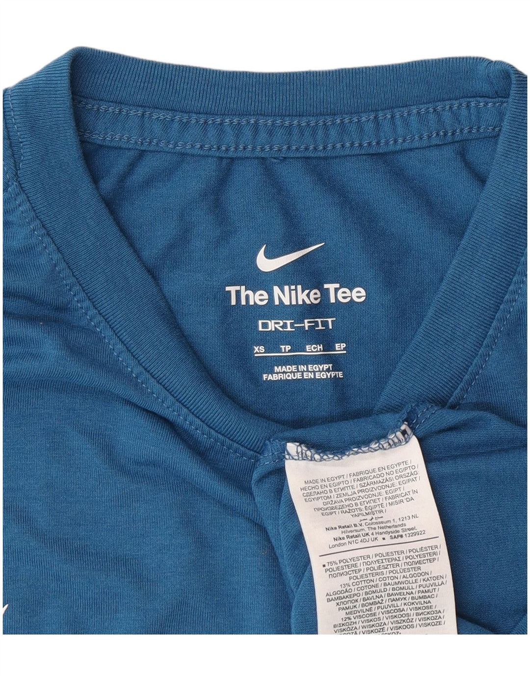 Nike Herre Dri Fit Grafisk T-Shirt Top XS Blå Polyester