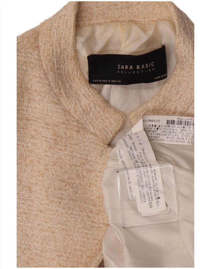 ZARA Womens Open Blazer Jacket UK 12 Medium Off White Bomuld