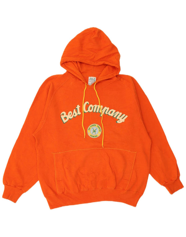 Bedste firma Grafisk hættetrøje til mænd Large Orange Bomuld