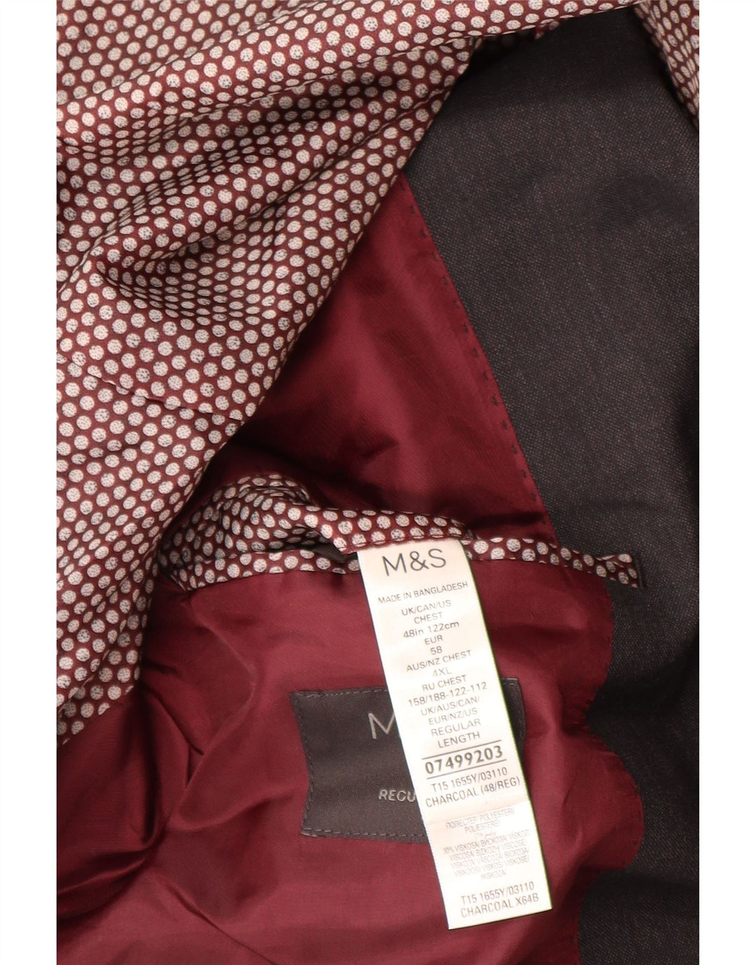 Marks & Spencer Herre 2-knaps Regular Fit Blazer-jakke UK 48 4XL Grå
