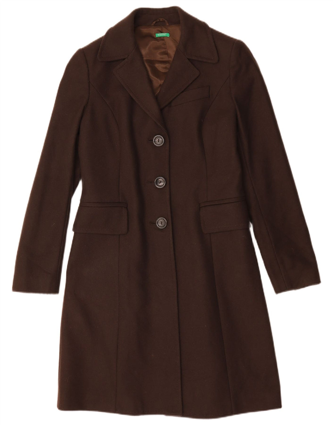 Benetton Dame Overfrakke IT 44 Medium Brun Uld