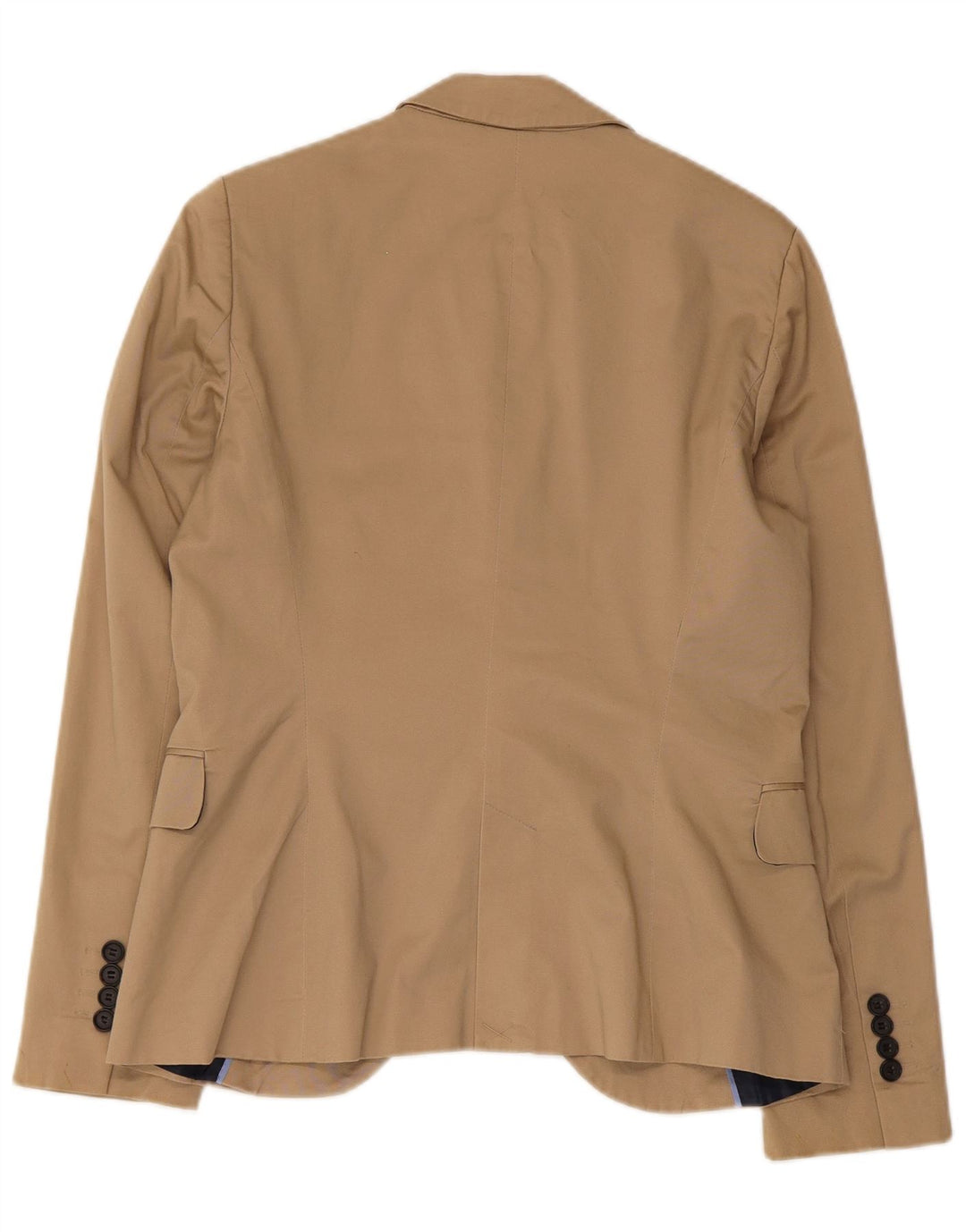 Zara Dame 1 Knap Blazer Jakke UK 14 Stor Beige Bomuld