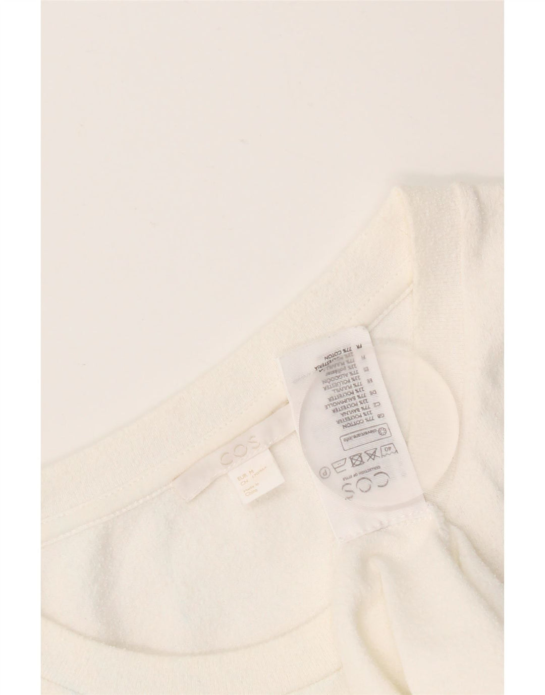 Cos Dame T-Shirt Top UK 14 Medium Hvid Bomuld