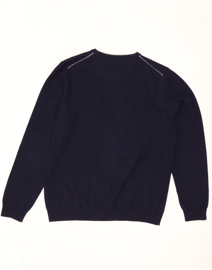 MASSIMO DUTTI Herre sweater med rund hals, stor marineblå uld
