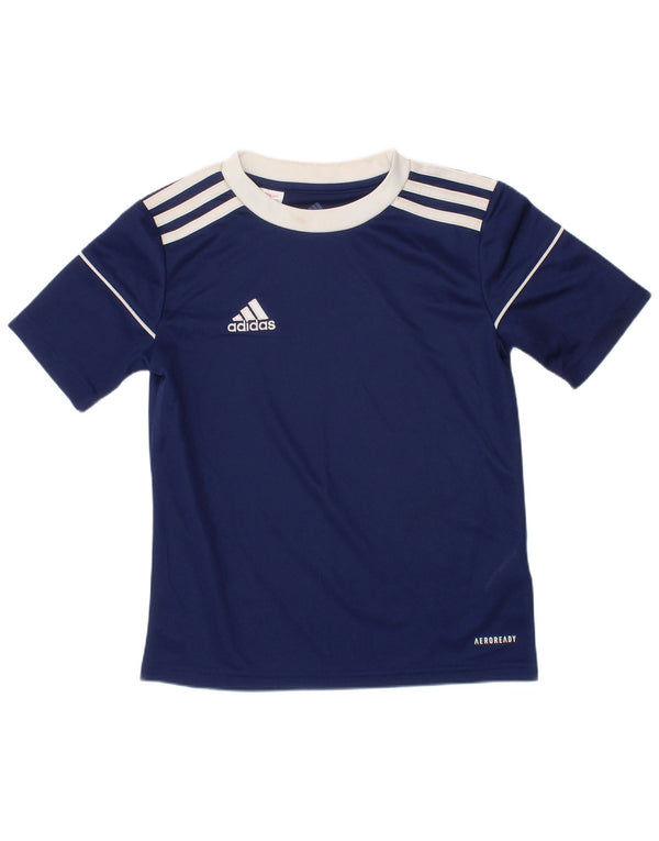 ADIDAS Boys Aeroready T-Shirt Top 7-8 år Navy Blue Polyester