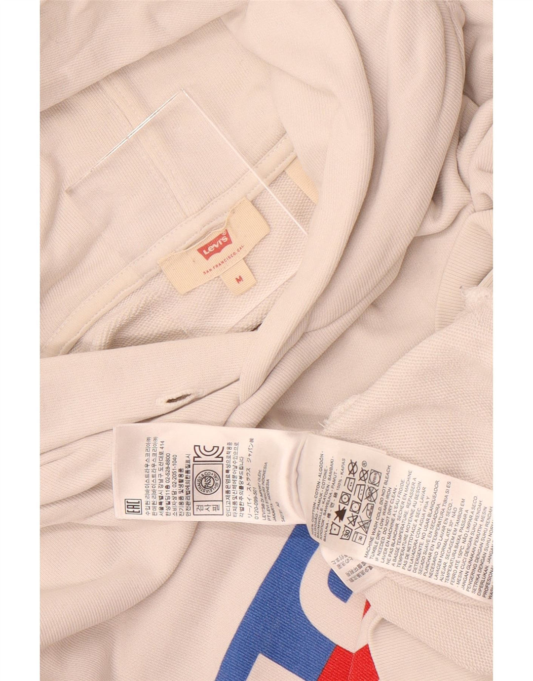 Levi's Grafisk Oversized Hoodie Jumper til kvinder UK 14 Medium White Bomuld