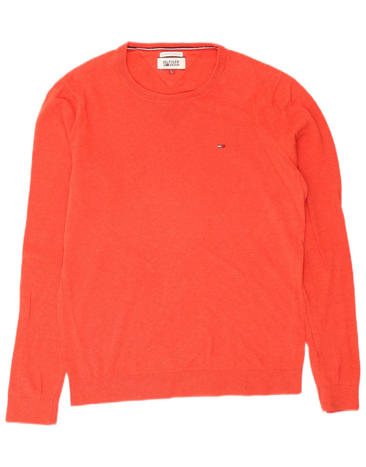 Tommy Hilfiger Herre Crew Neck trøje Sweater Large Rød Bomuld