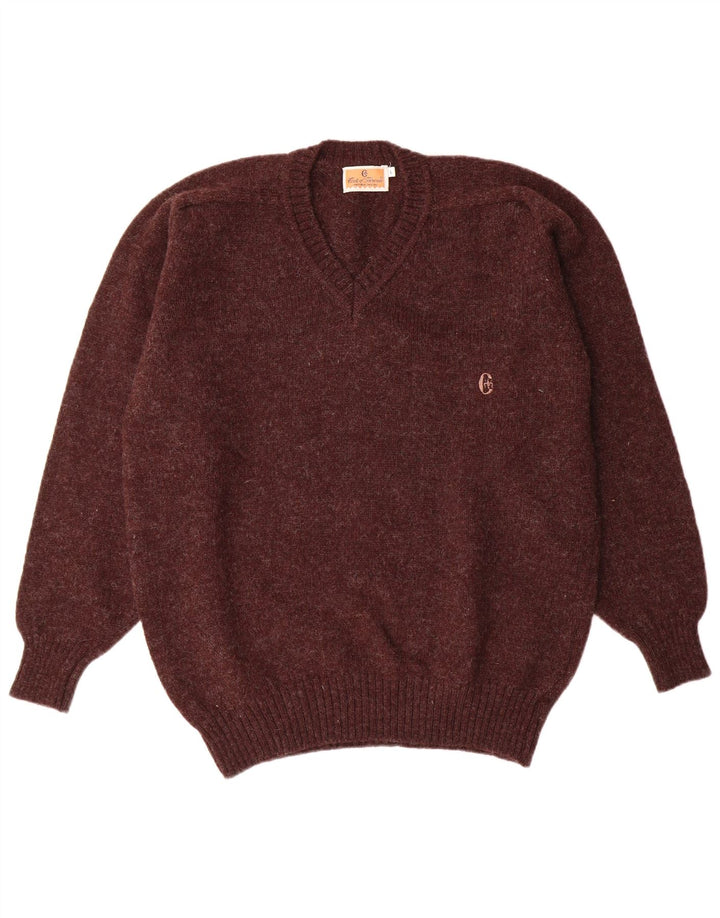 CONTE OF FLORENCE Herre V-hals sweater Stor Burgundy Virgin Wool