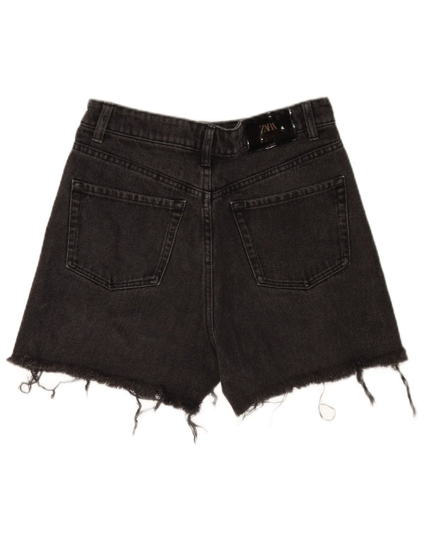 Zara Womens Distressed Denim Shorts EU 36 XS W26 Sort Bomuld