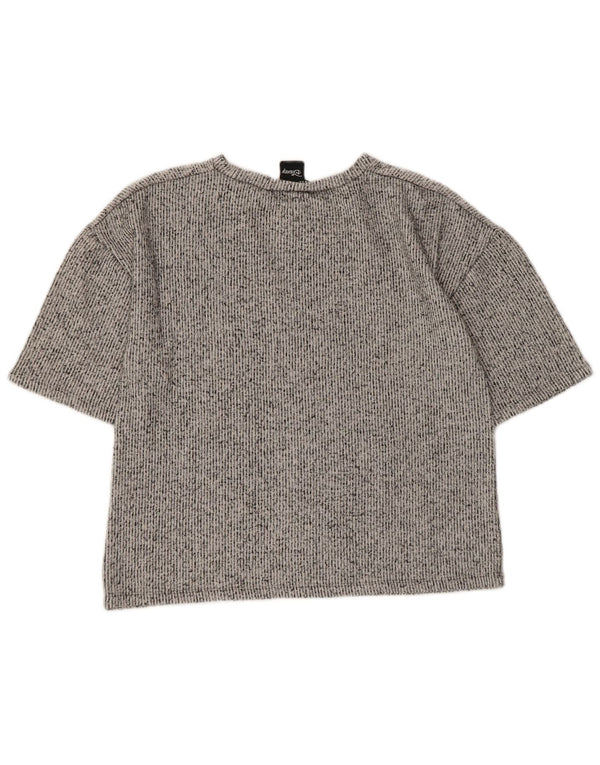 ZARA Womens Mickey Mouse Crop Graphic T-Shirt Top UK 10 Small Grey Cotton