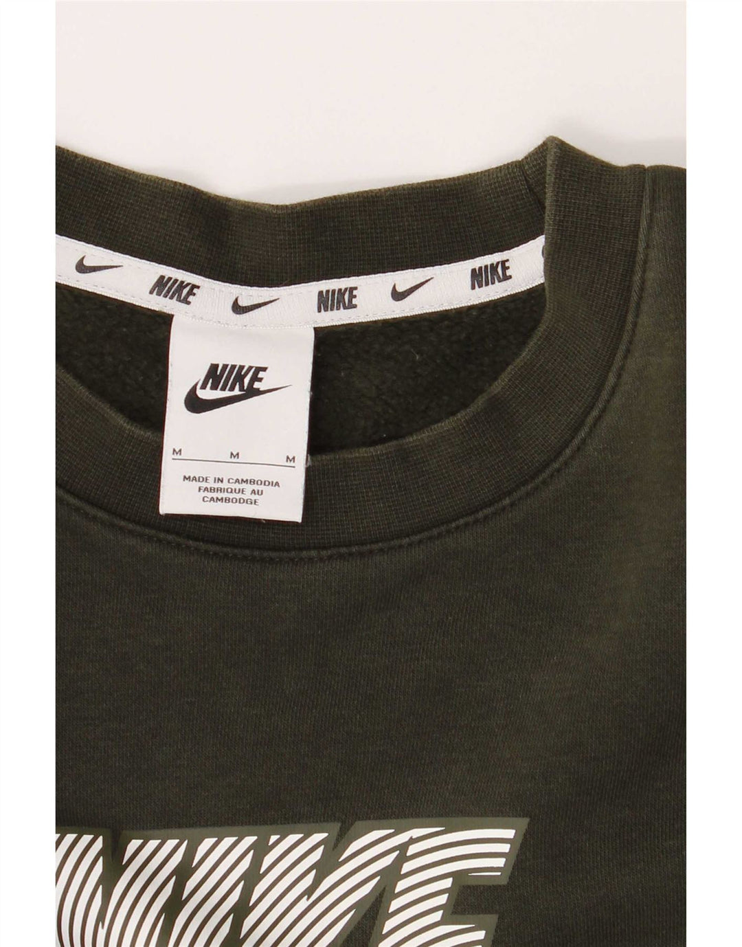 Nike Herre grafisk sweatshirt Jumper Medium Khaki Colourblock Bomuld