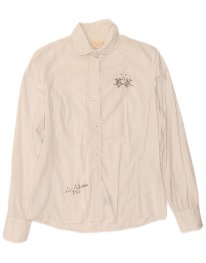 LA MARTINA Womens Graphic Shirt UK 14 Medium White