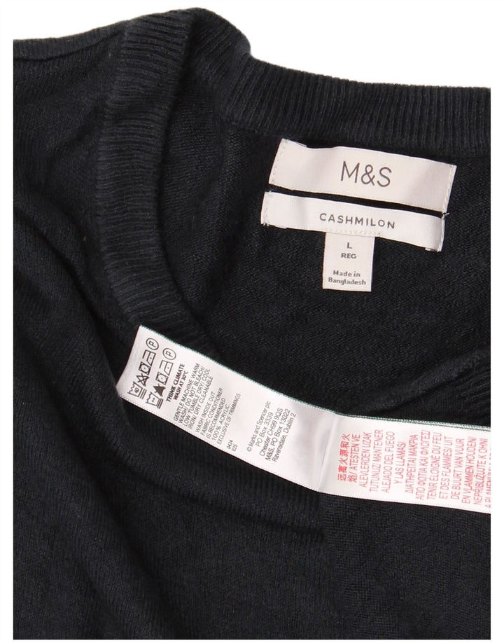 MARKS & SPENCER Herre sweater med rund hals, stor marineblå akryl
