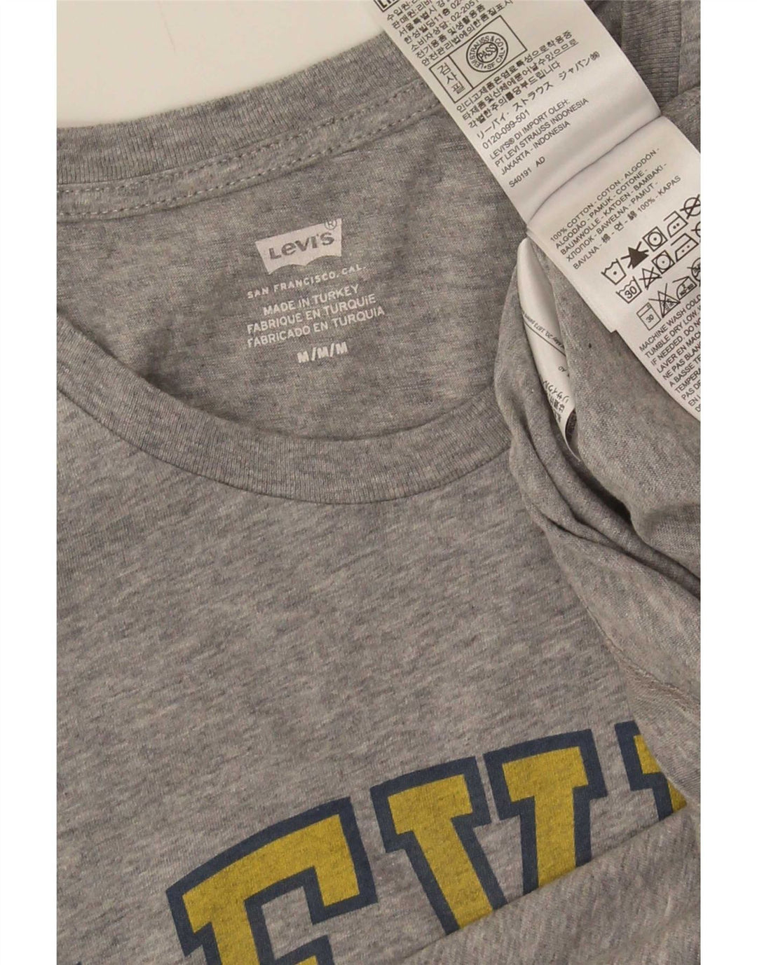 Levi's Herre grafisk T-shirt top mellemgrå flækket bomuld