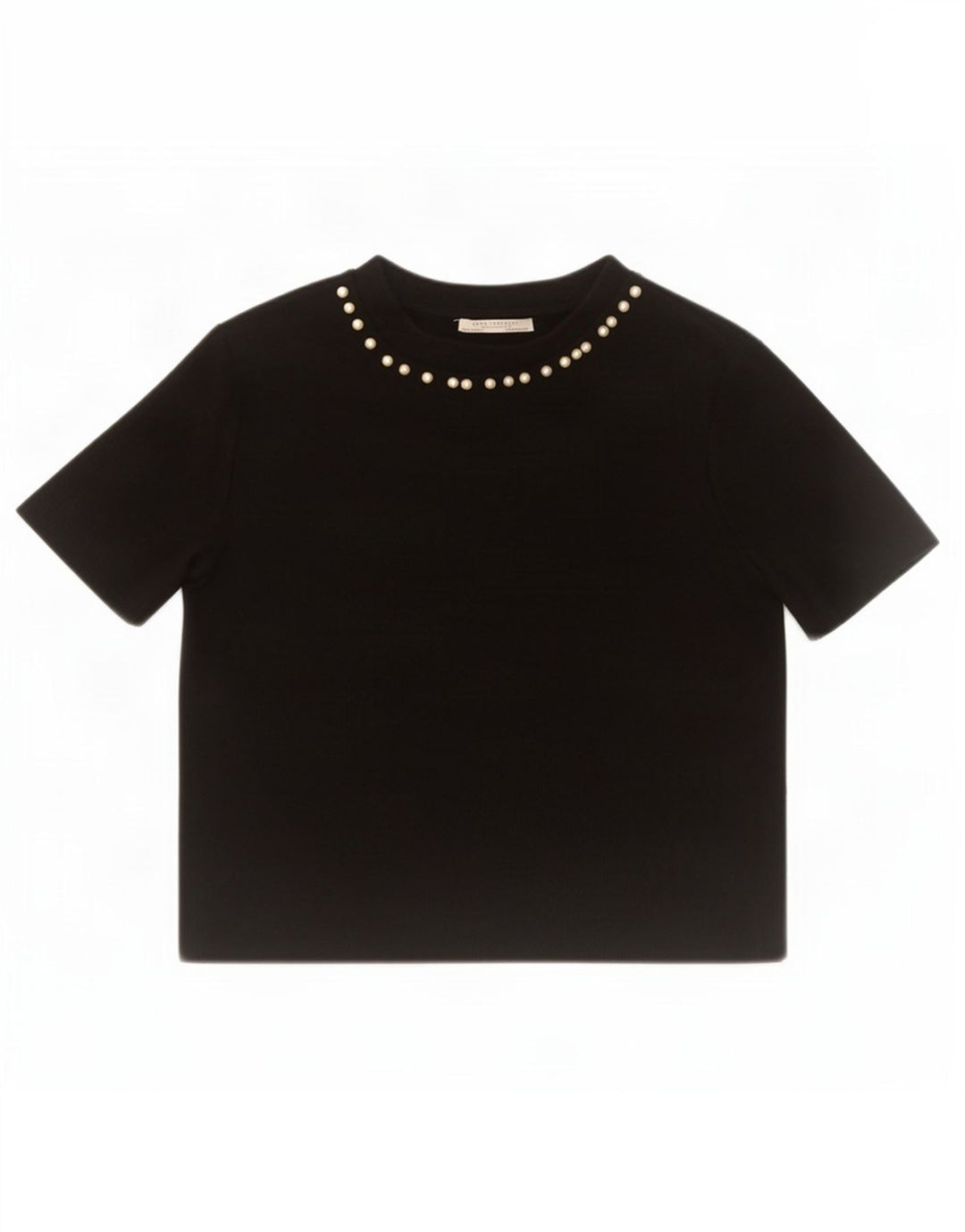 Zara Womens Crop Bluse Top UK 12 Medium Black Bomuld