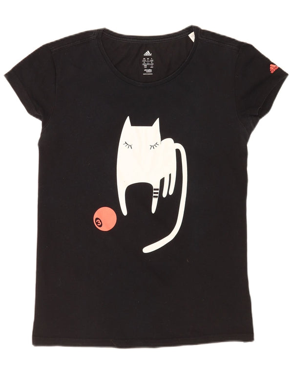 Adidas Womens Regular Graphic T-Shirt Top UK 16/18 Large Black